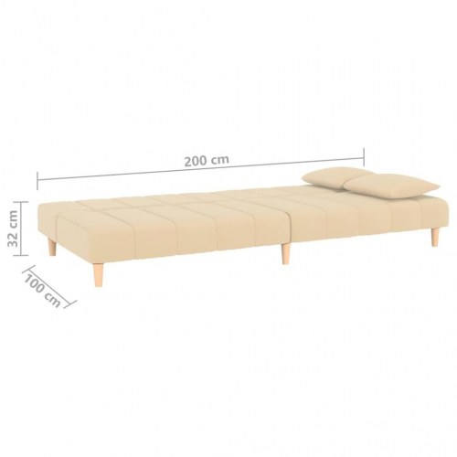 2-personers sovesofa fløjl cremefarvet