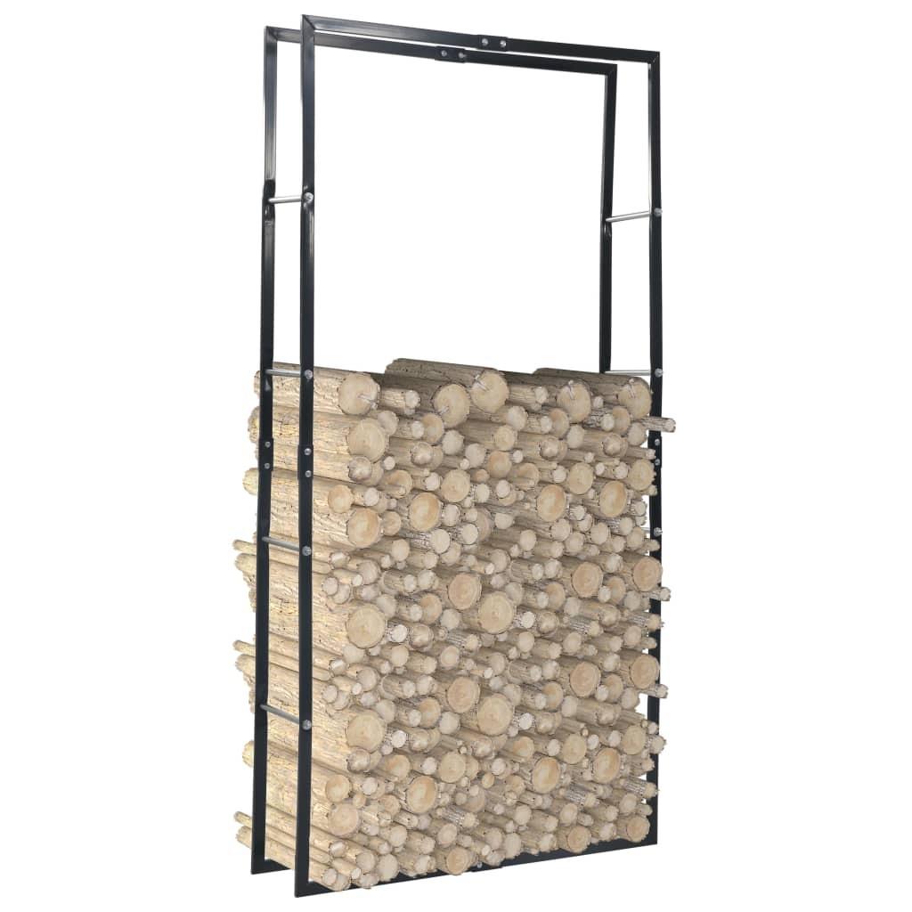 Brændestativ 100x25x200 cm stål sort