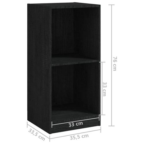 Sideskab 35,5x33,5x76 cm massivt fyrretræ sort
