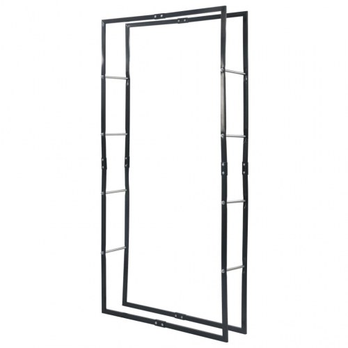 Brændestativ i stål - 100 × 25 × 200 cm, sort