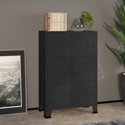 Industrielt opbevaringsskab 75x40x115 cm metal sort
