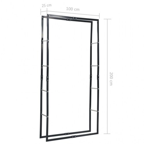Brændestativ i stål - 100 × 25 × 200 cm, sort