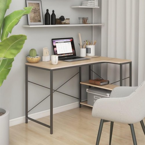 Computerbord 110x72x70 cm konstrueret træ sort og egetræsfarve