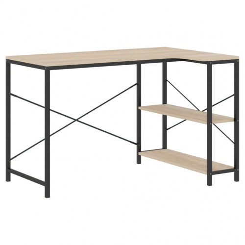Computerbord 110x72x70 cm konstrueret træ sort og egetræsfarve