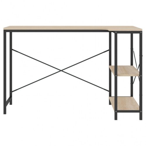 Computerbord 110x72x70 cm konstrueret træ sort og egetræsfarve