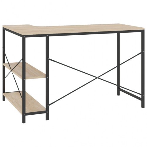 Computerbord 110x72x70 cm konstrueret træ sort og egetræsfarve