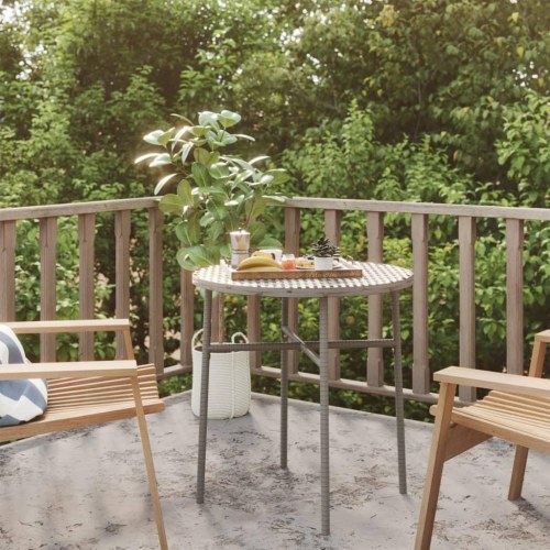 Tebord 45 cm polyrattan grå