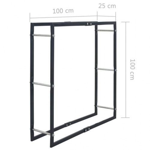 Brændestativ i stål - 100 × 25 × 100 cm, sort