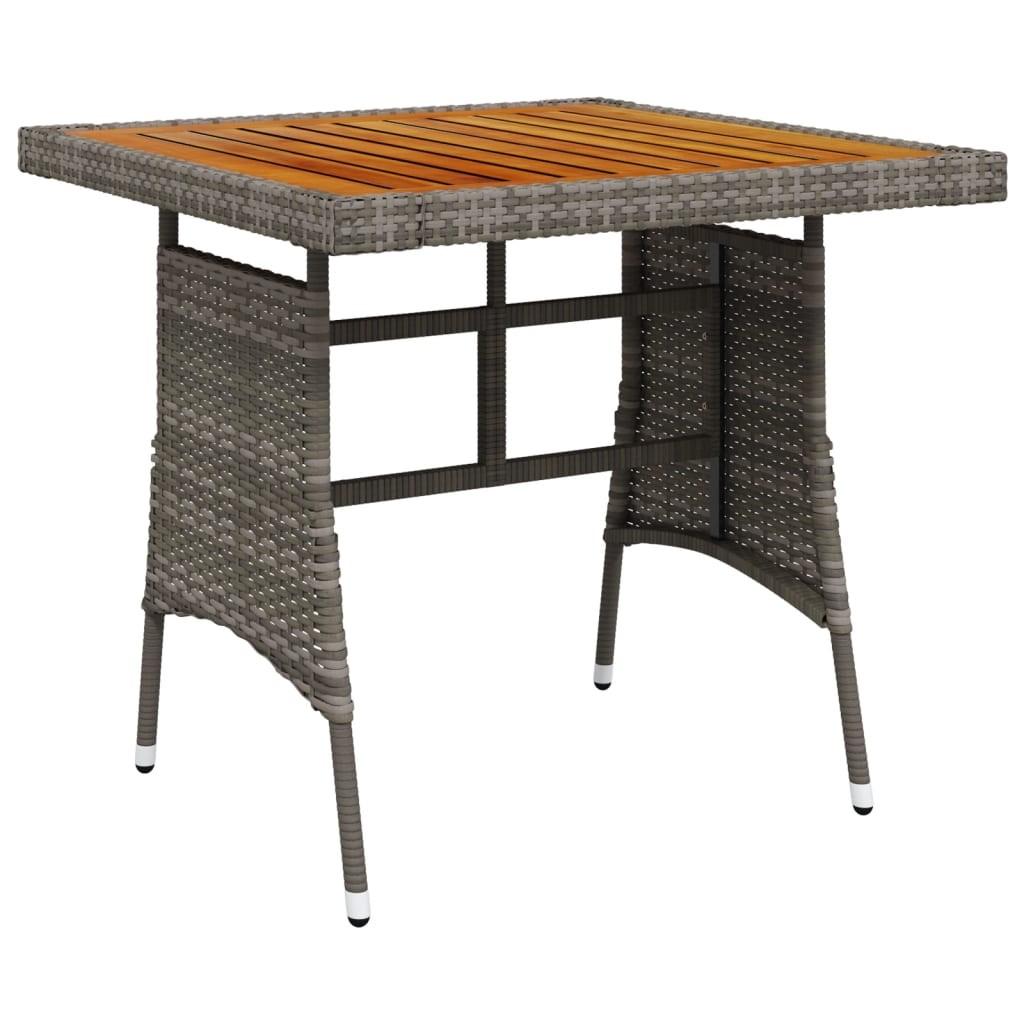 Havebord 70x70x72 cm polyrattan og massivt akacietræ grå