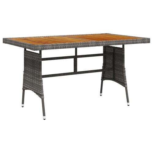 Havebord 130x70x72 cm polyrattan og massivt akacietræ grå