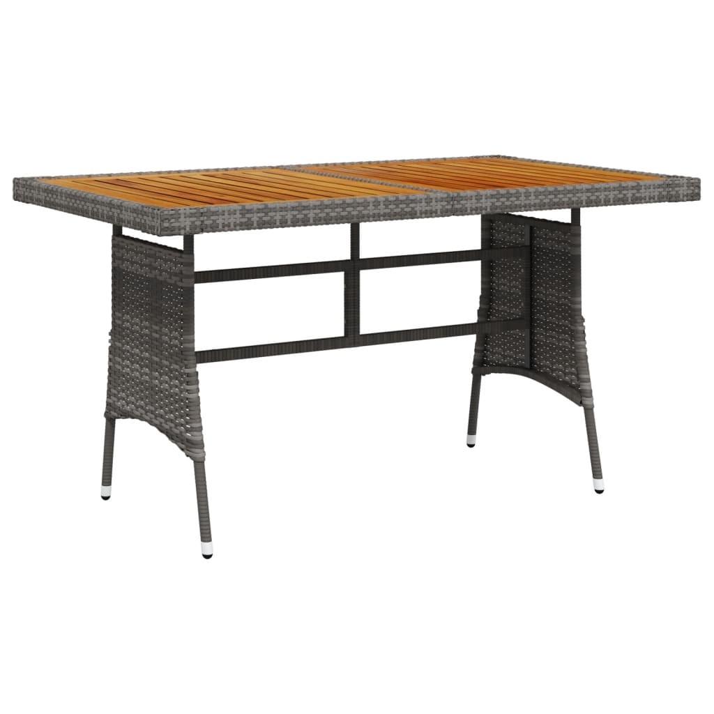 Havebord 130x70x72 cm polyrattan og massivt akacietræ grå