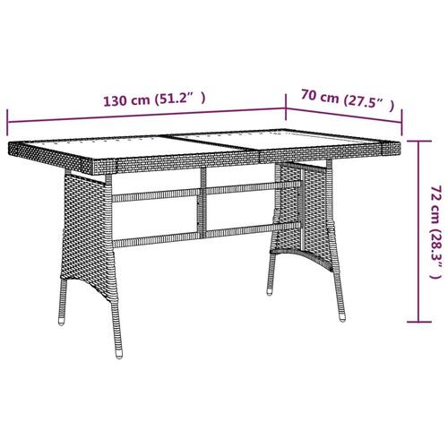 Havebord 130x70x72 cm polyrattan og massivt akacietræ grå