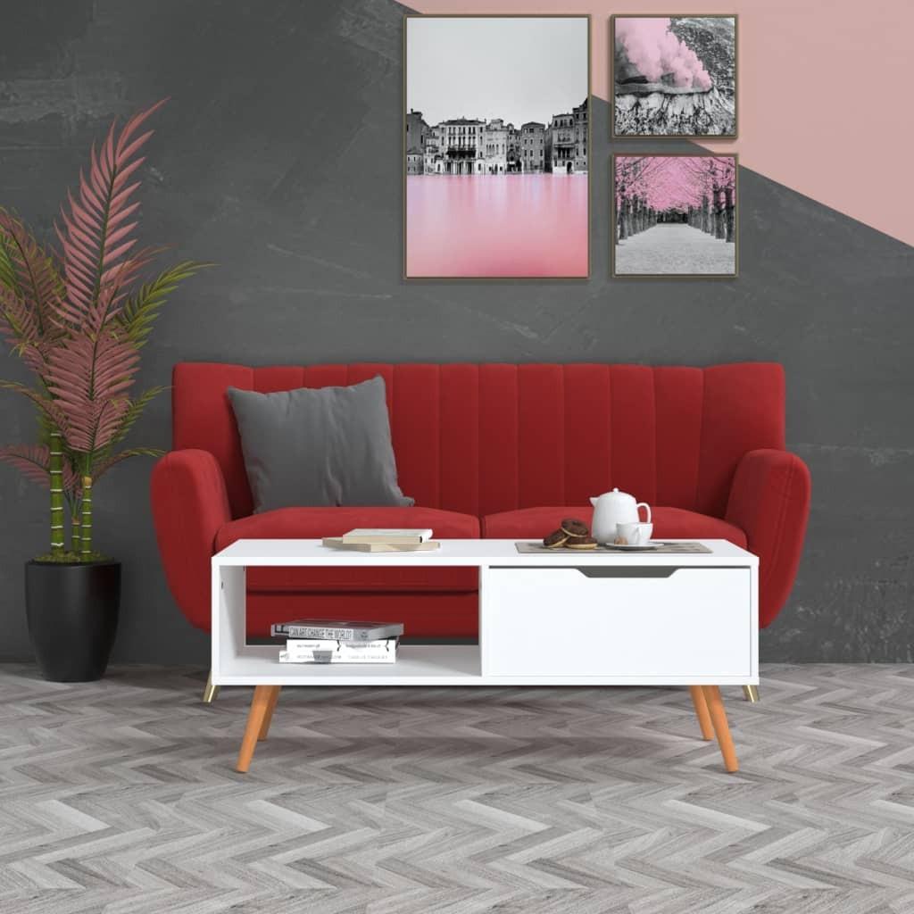 Sofabord 100x49,5x43 cm konstrueret træ hvid