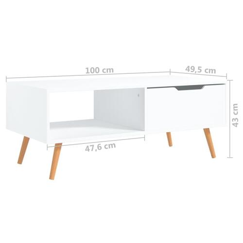 Sofabord 100x49,5x43 cm konstrueret træ hvid