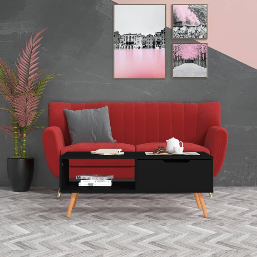 Sofabord 100x49,5x43 cm konstrueret træ sort