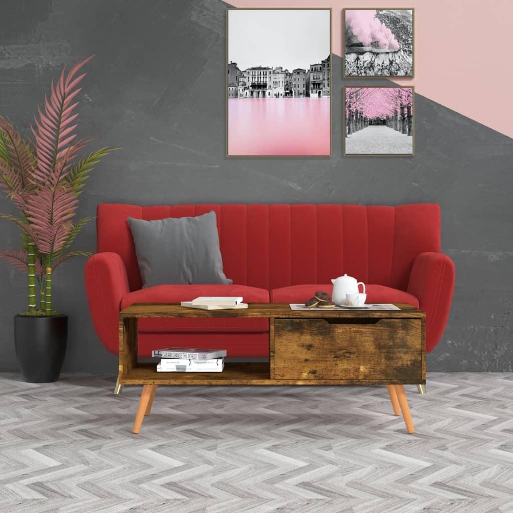 Sofabord 100x49,5x43 cm konstrueret træ røget eg