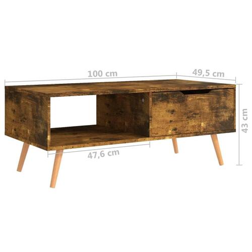 Sofabord 100x49,5x43 cm konstrueret træ røget eg