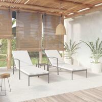 Liggestole 2 stk. med bord polyrattan sort
