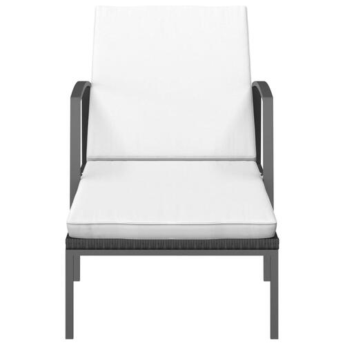 Liggestole 2 stk. med bord polyrattan sort