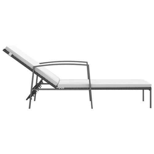 Liggestole 2 stk. med bord polyrattan sort
