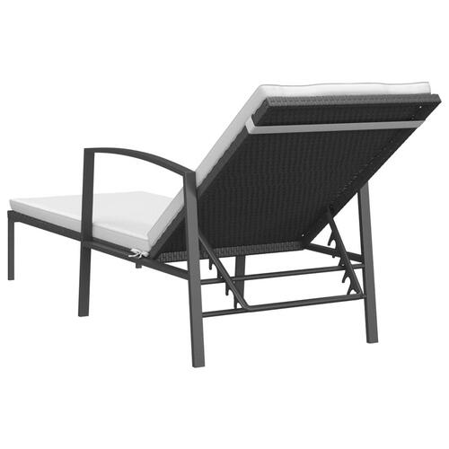 Liggestole 2 stk. med bord polyrattan sort
