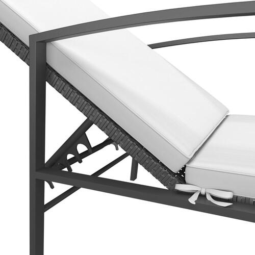 Liggestole 2 stk. med bord polyrattan sort