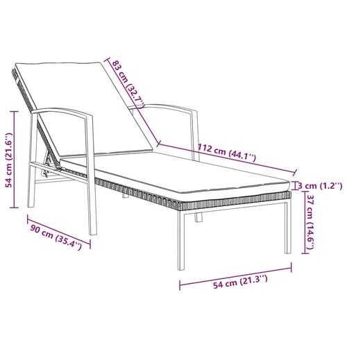 Liggestole 2 stk. med bord polyrattan sort