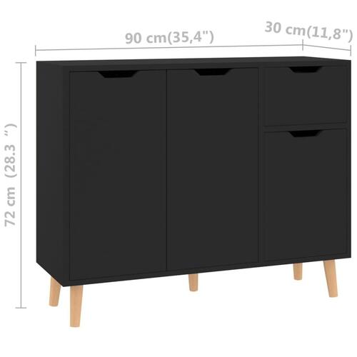 Skænk 90x30x72 cm konstrueret træ sort