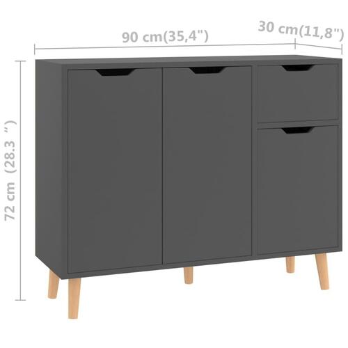 Skænk 90x30x72 cm konstrueret træ grå