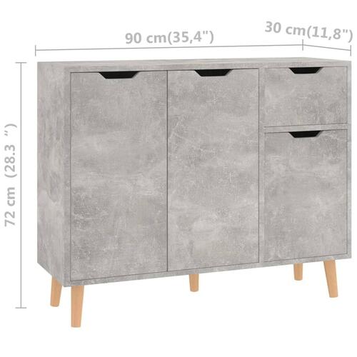 Skænk 90x30x72 cm konstrueret træ betongrå