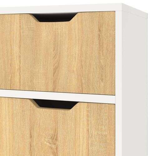 Skænk 90x30x72 cm konstrueret træ hvid og sonoma-eg