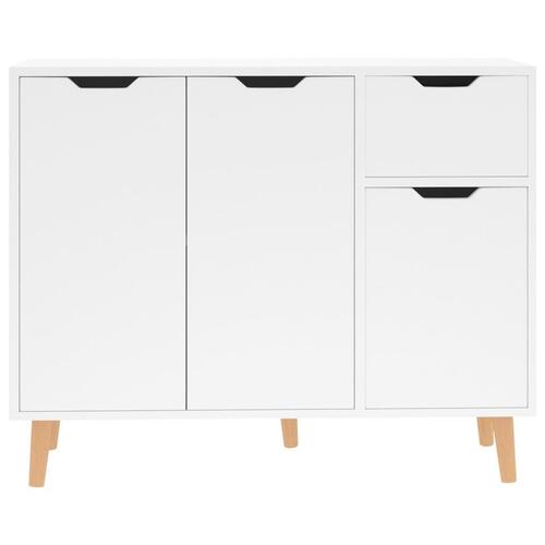 Skænk 90x30x72 cm konstrueret træ hvid højglans
