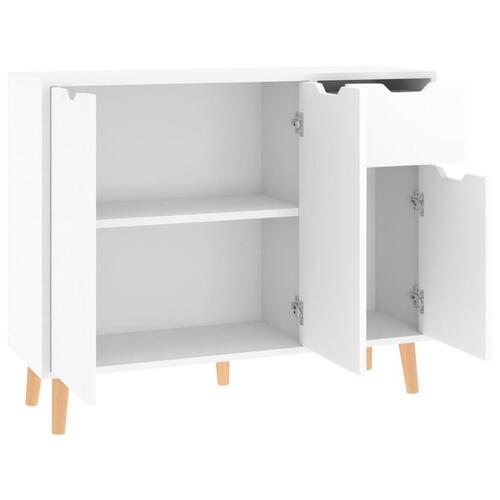 Skænk 90x30x72 cm konstrueret træ hvid højglans