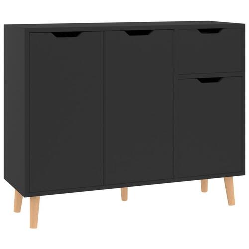 Skænk 90x30x72 cm konstrueret træ sort højglans