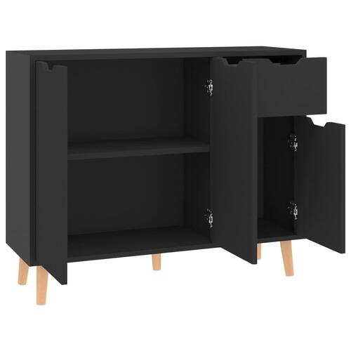 Skænk 90x30x72 cm konstrueret træ sort højglans