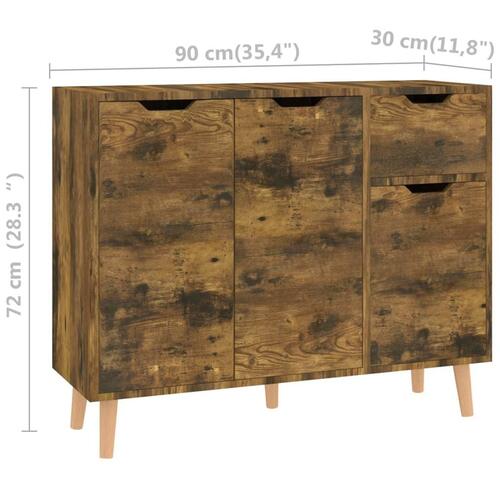 Skænk 90x30x72 cm konstrueret træ røget egetræsfarve