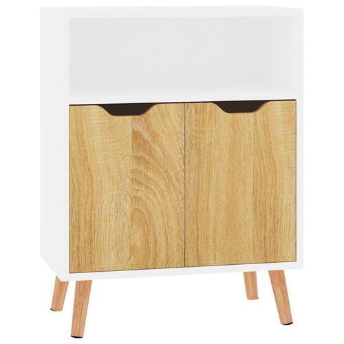 Skænk 60x30x72 cm konstrueret træ hvid og sonoma-eg