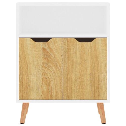 Skænk 60x30x72 cm konstrueret træ hvid og sonoma-eg