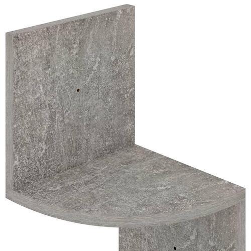 Væghængt hjørnehylde 19x19x123 cm konstrueret træ betongrå