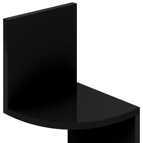 Væghængt hjørnehylde 19x19x123 cm konstrueret træ sort højglans