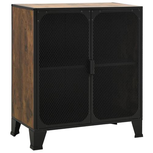 Opbevaringsskab 72x36x82 cm metal og MDF rustikbrun