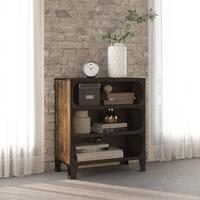 Opbevaringsskab 72x36x82 cm metal og MDF rustikbrun