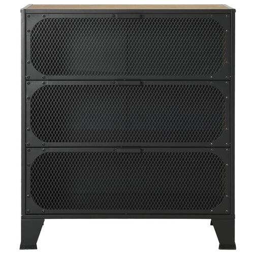 Opbevaringsskab 72x36x82 cm metal og MDF rustikbrun