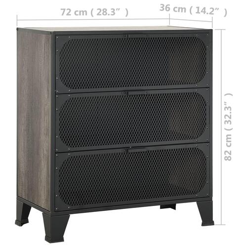 Opbevaringsskab 72x36x82 cm metal og MDF grå