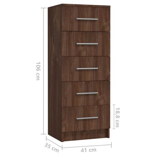 Høj kommode 41x35x106 cm spånplade brun egetræsfarve