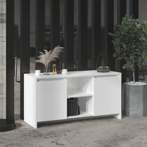 Tv-bord 102x37,5x52,5 cm konstrueret træ hvid højglans