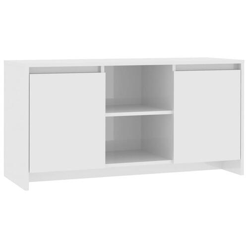 Tv-bord 102x37,5x52,5 cm konstrueret træ hvid højglans