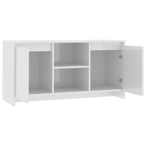 Tv-bord 102x37,5x52,5 cm konstrueret træ hvid højglans