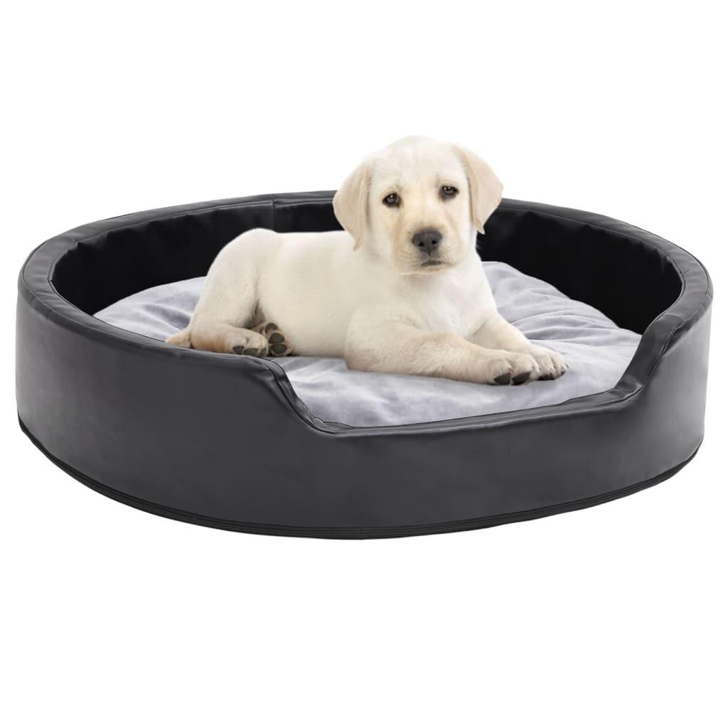 Hundekurv 79x70x19 cm plys og kunstlæder sort og grå