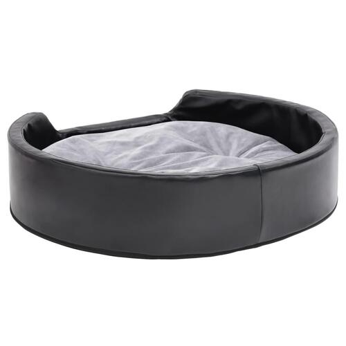 Hundekurv 79x70x19 cm plys og kunstlæder sort og grå